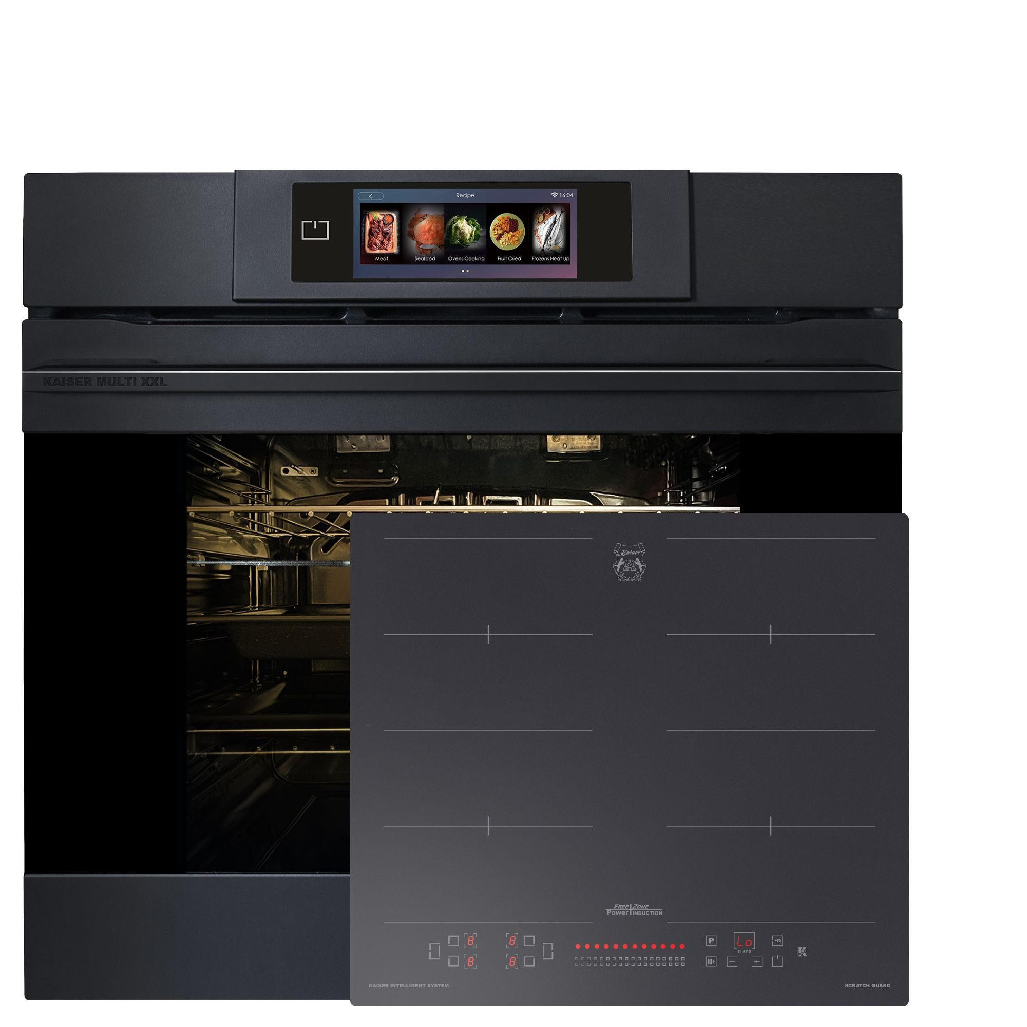 MULTIFUNKTIONS-ELEKTRO-BACKOFEN EH 6347 + KCT 6110 FI Induktionskochfeld 60 cm - Schwarz, Metall (59.4/59.4/57.5cm) - Kaiser Küchengeräte