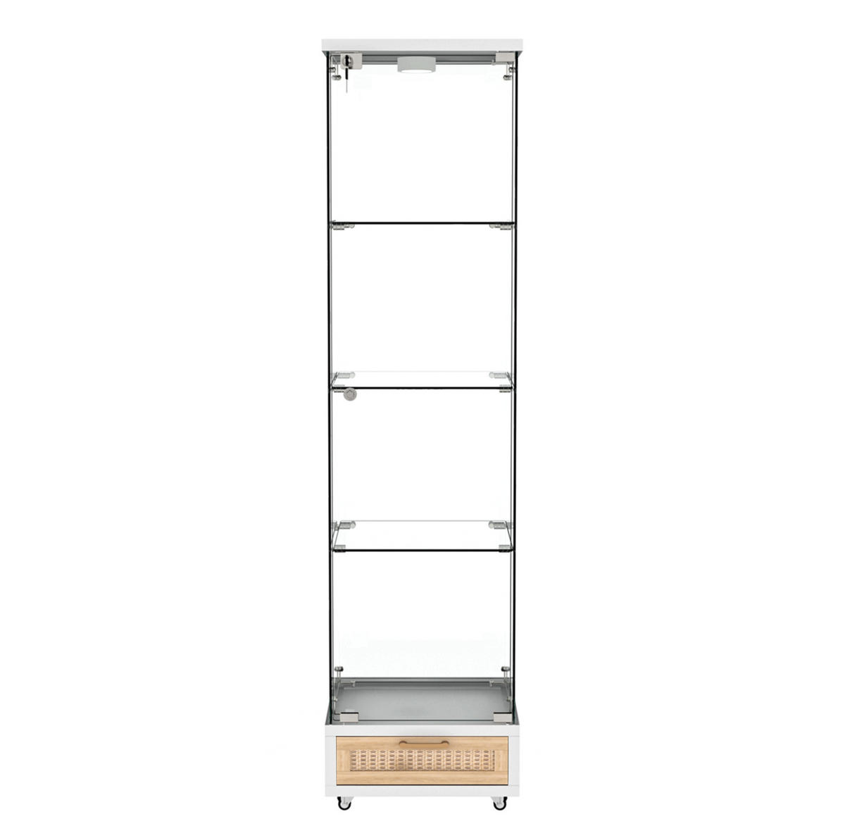 GLASVITRINE aus MDF und gehärtetem Glas 42,5x36,5x167 cm Weiß mit LED-Beleuchtung und Schubladen - Weiß, Holzwerkstoff (42.5/167/36.5cm) - IVMEU
