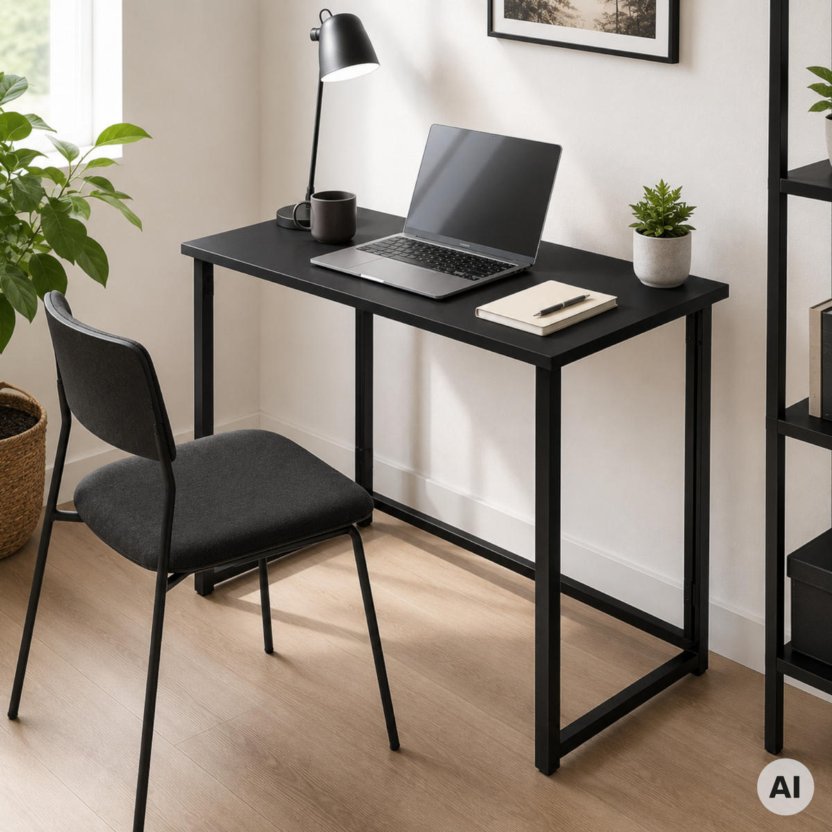 KLAPPSCHREIBTISCH MDF Metall Schwarz 80 x 40 x 74 cm platzsparend - Schwarz, Holzwerkstoff/Metall (40/80/74cm) - Begryf