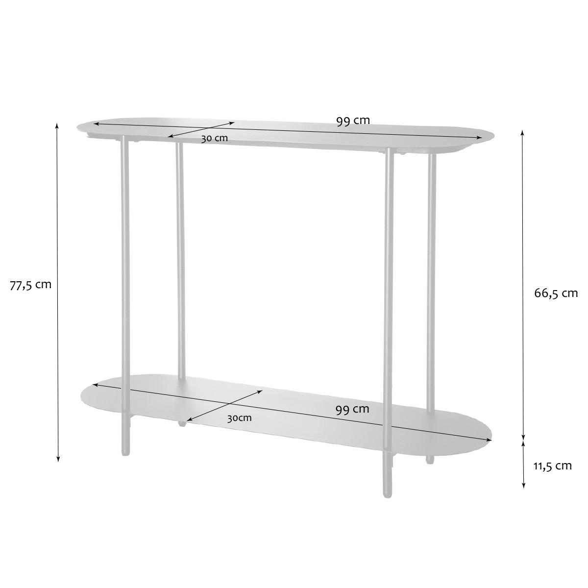 ZWEISTÖCKIGER Konsolentisch aus schwarzem Metall 30/77/99 cm - Schwarz, Metall (99/30/77cm) - Calicosy