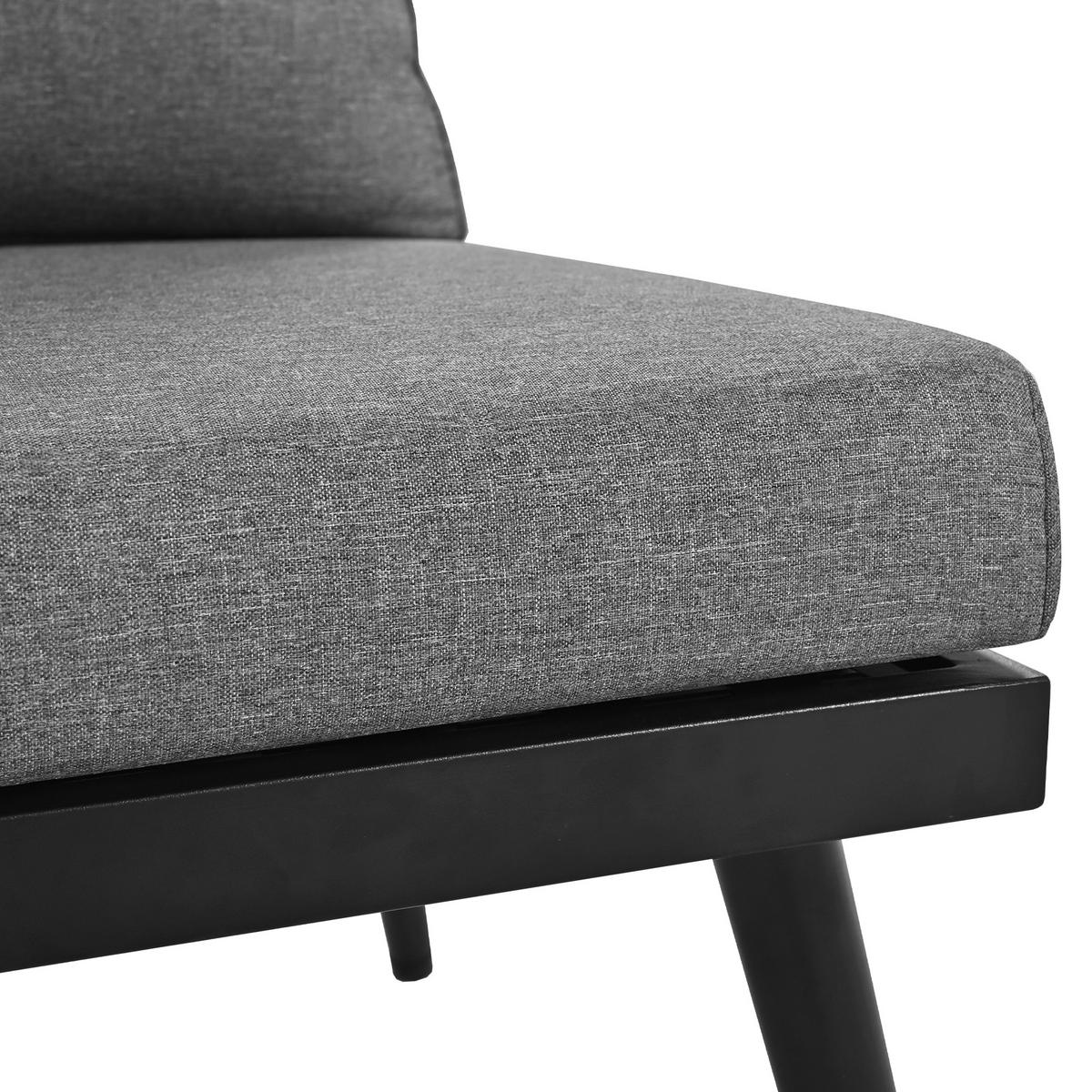 GARTENMÖBEL 160x64x75cm grau aus Stahl und Akazie, mit Kissen - Grau, Metall - Modfu