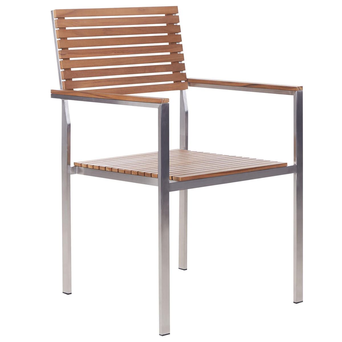 GARTENSTUHL 6er-Set Braun Viareggio - Silberfarben/Braun, Holz (50/86/50cm) - Beliani