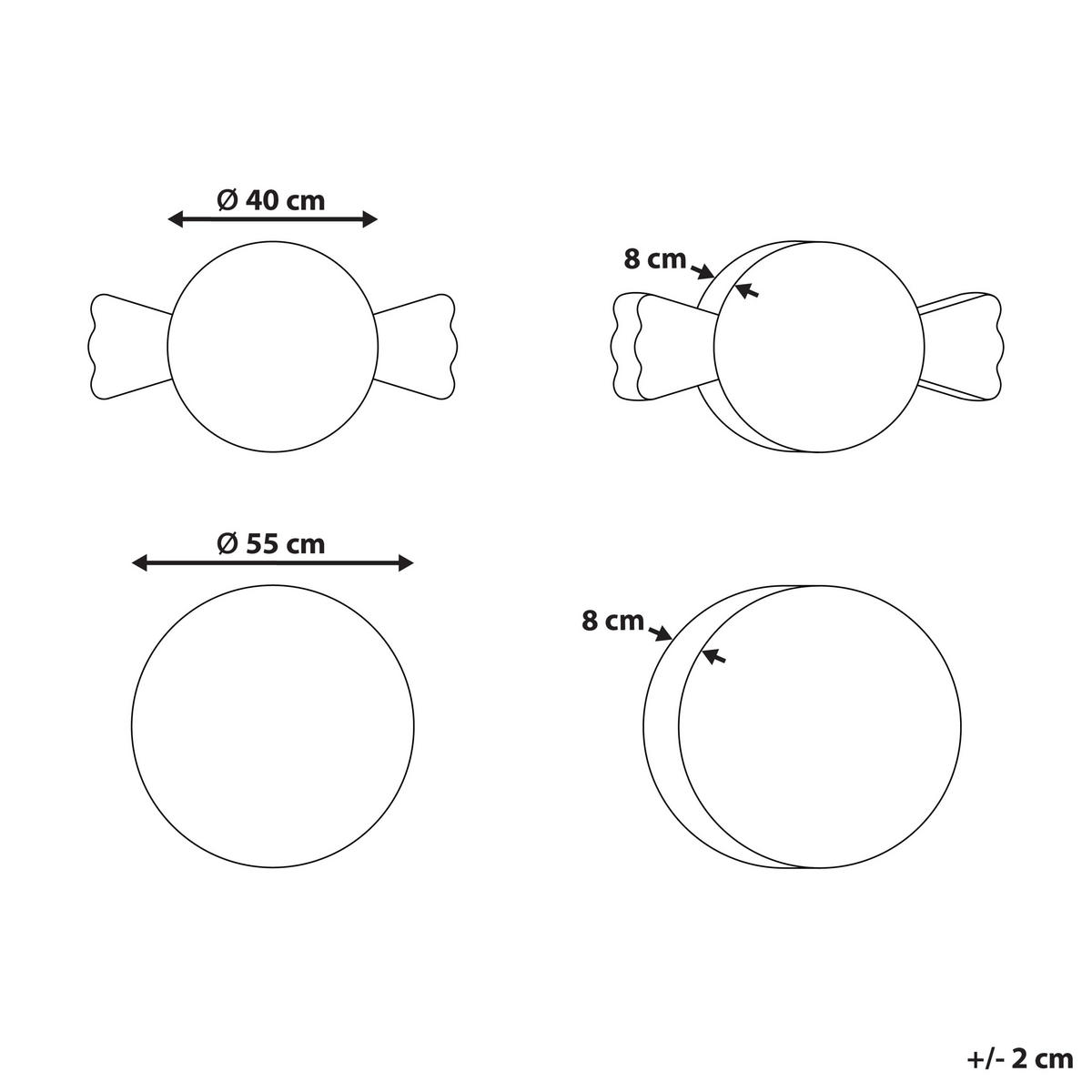 DEKOKISSEN 2er-Set Weiß 55/55 cm Twirl Treats - Rot/Weiß, Textil (55/55cm) - Beliani