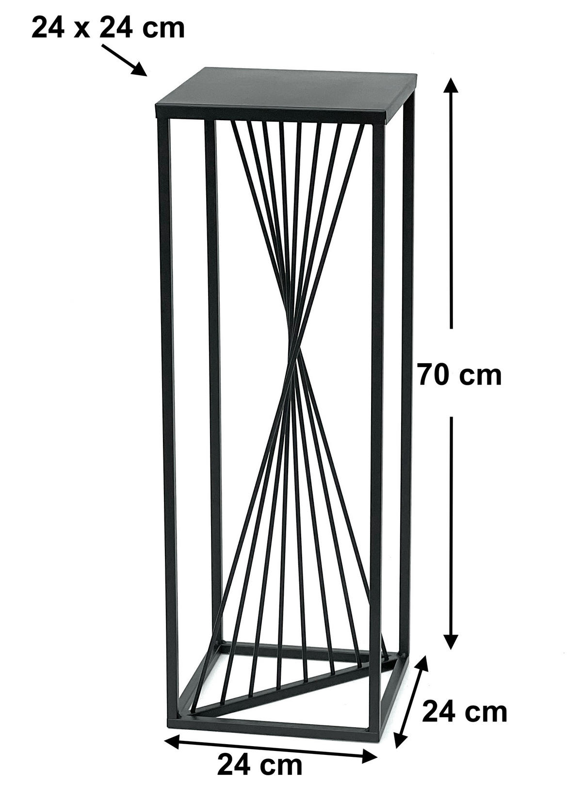 BLUMENHOCKER Eckig Metall Schwarz 70 cm 96457 - Schwarz, Metall (24/70/24cm) - DanDiBo