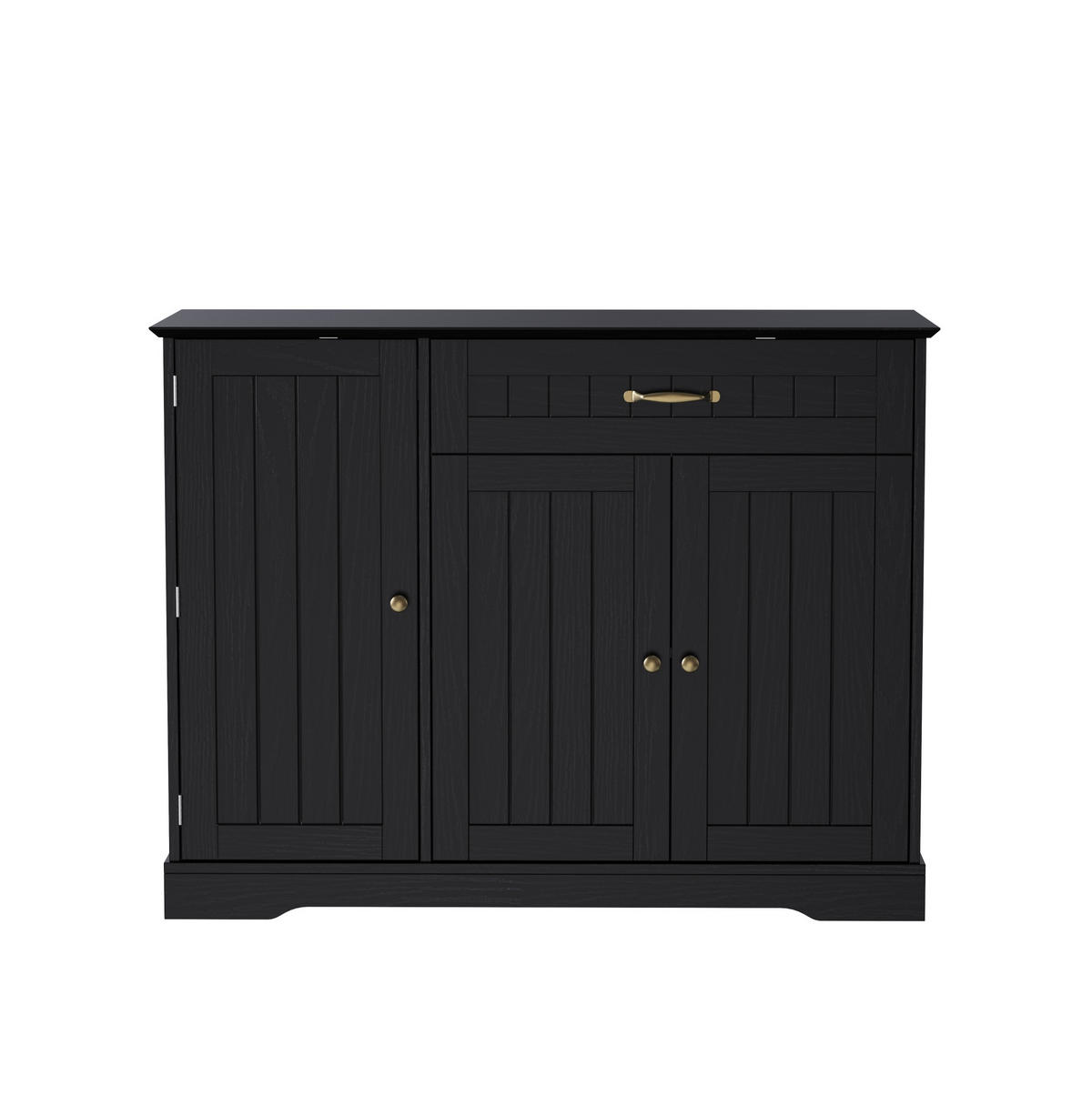 SIDEBOARD aus MDF 107x40x83 cm Schwarz mit 3 Türen, 1 Schublade und verstellbaren Einlegeböden - Schwarz, Holzwerkstoff (107/83.4/40cm) - Modfu