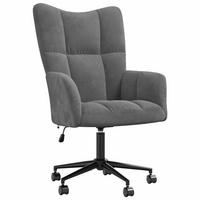 RELAXSESSEL Dunkelgrau Samt - Dunkelgrau/Silberfarben, Textil/Metall (61.5/102/69cm) - vidaXL