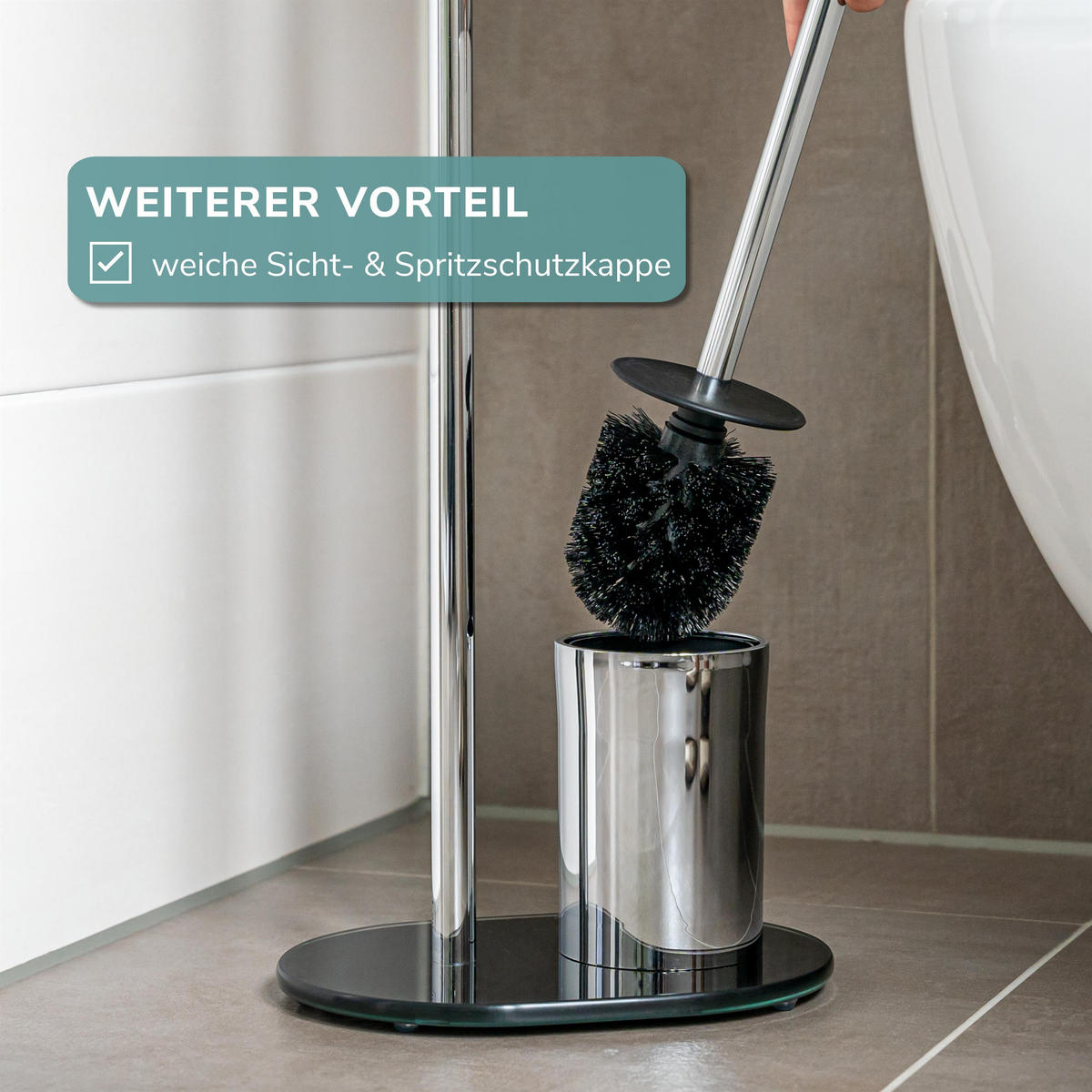 STAND-WC-GARNITUR, schwarz, Edelstahl - Schwarz, Metall (28.5/72.5/12cm) - bremermann