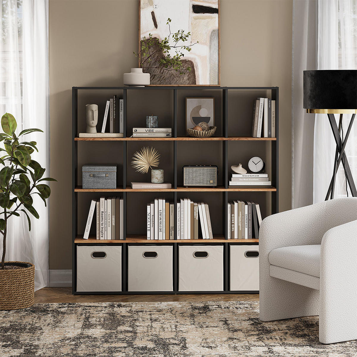 RAUMTEILER Karree Anthrazit/Goldkraft Eiche 138.5 x 142.5 cm - Honigeiche/Anthrazit, Holzwerkstoff (142.4/143/29cm) - Vicco