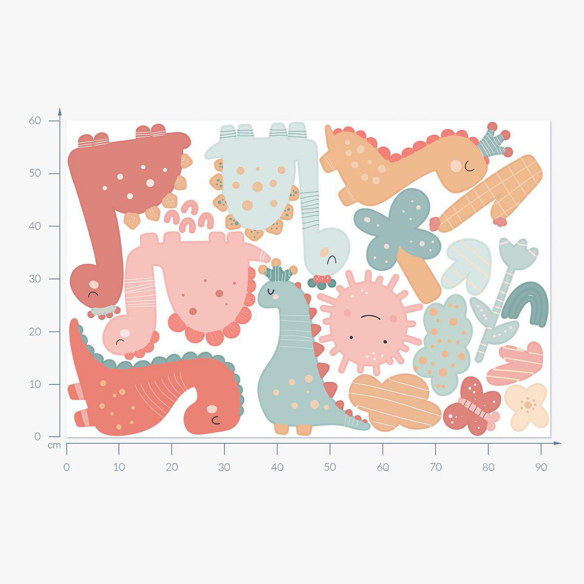 WANDAUFKLEBER 60x92cm - Die Welt der Dinosaurier - Multicolor, Kunststoff (60/92/0.1cm) - Wallfluent