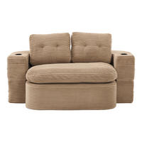 SCHLAFSOFA DE-33608 2-in-1 mit Getränkehaltern und tiefer Sitzfläche Khaki - Braun, Textil (165/61/97cm) - ComfortXL
