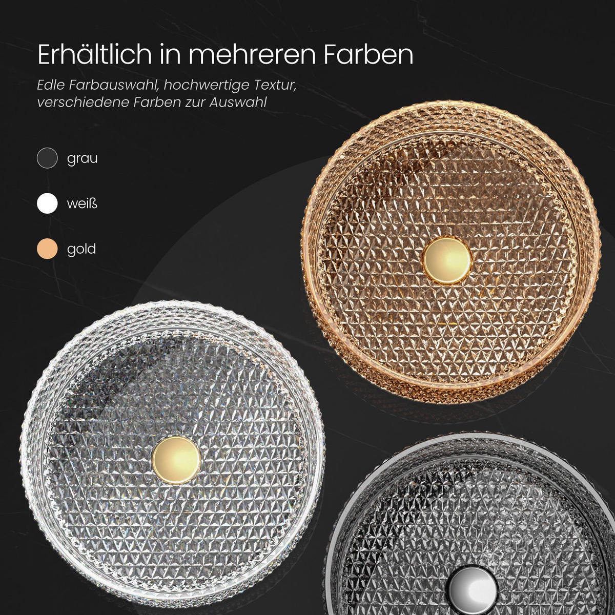 WASCHBECKEN Klarglasspüle Rund Ø36 / 11,2 cm - Weiß, Glas (36/11.2/36cm) - EMKE