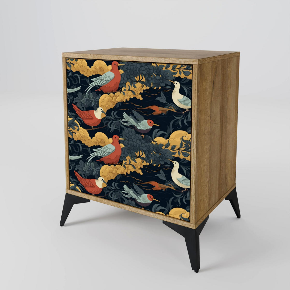 SIDEBOARD FOWLY DAZE, Eichefarben, 57,5x42x77,5 cm, Schräge Buchenholzfüße - Eichefarben/Buchefarben, Holzwerkstoff/Buchenholz (57.5/77.5/42cm) - SpaceRebels