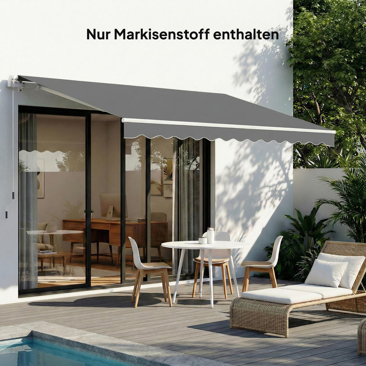 MARKISENBESPANNUNG aus Polyester Dunkelgrau - Dunkelgrau, Textil (337/250/25cm) - Outsunny