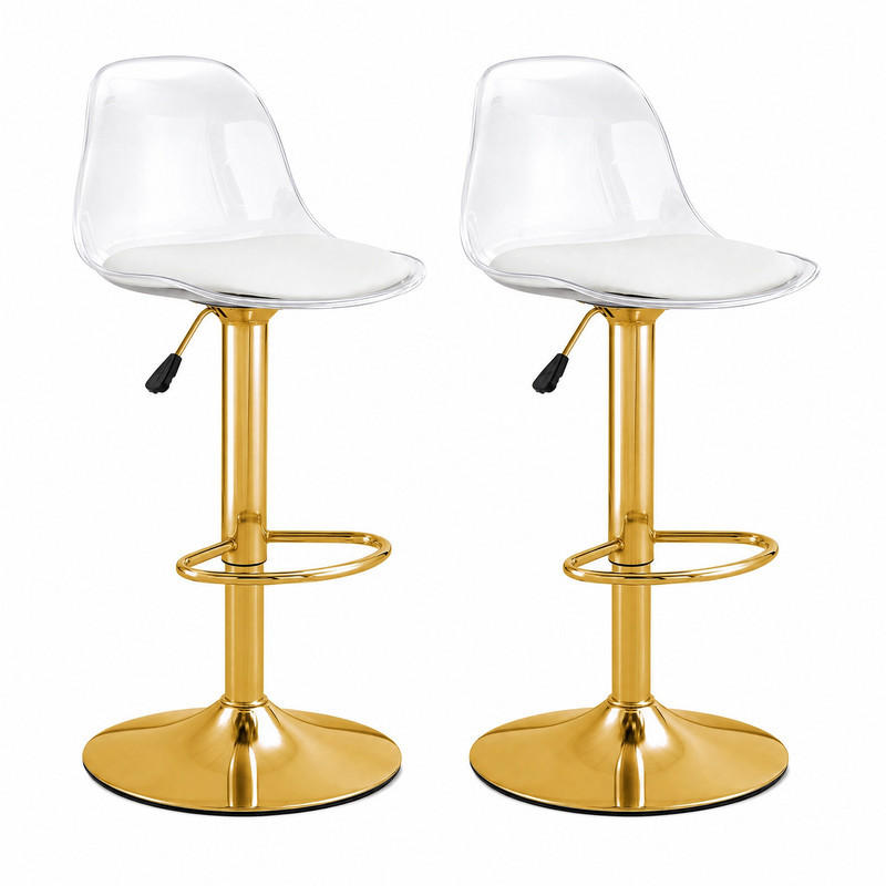BARHOCKER 2er-Set höhenverstellbar 82-104 cm Gold Transparent - Transparent, Metall (40.5/104/40.5cm) - Meubliv