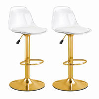 BARHOCKER 2er-Set höhenverstellbar 82-104 cm Gold Transparent - Transparent, Metall (40.5/104/40.5cm) - Meubliv