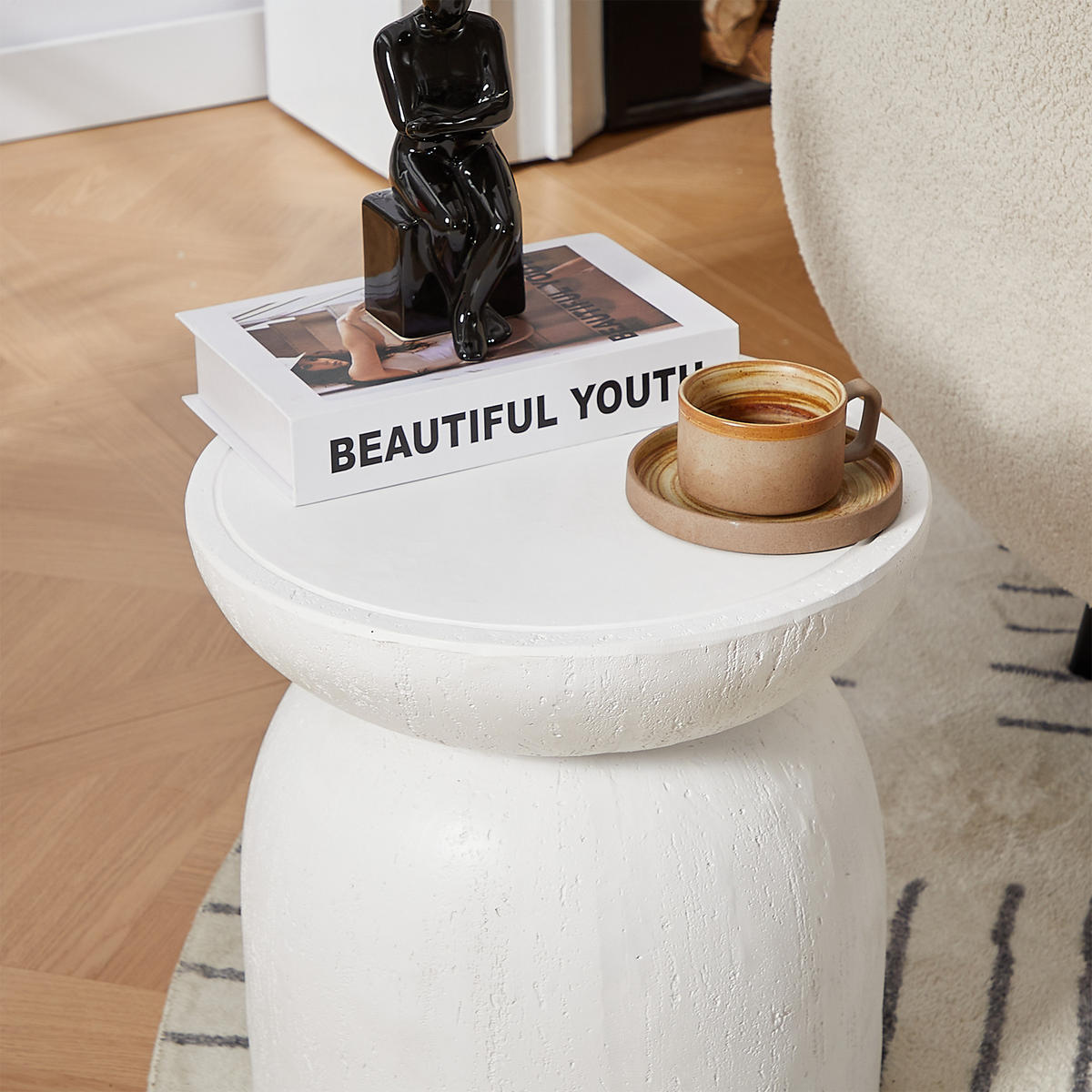 BEISTELLTISCH Rund Weiß 45 x 45 x 52 cm - Weiß, Metall (40/40/40.5cm) - Nordlys