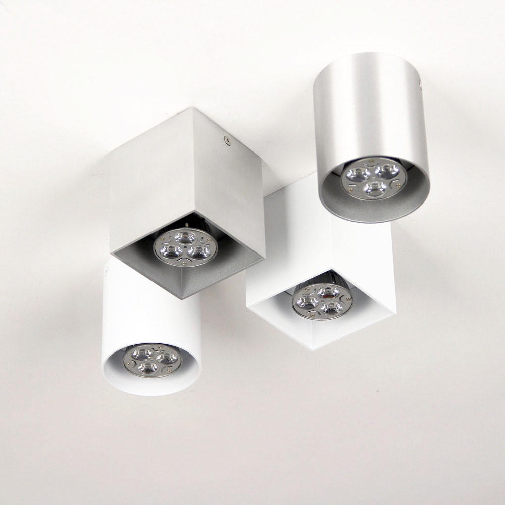 AUFBAULEUCHTE Madras Weiß Eckig - Weiß, Metall (8.0/8.0/10.0cm) - s.luce