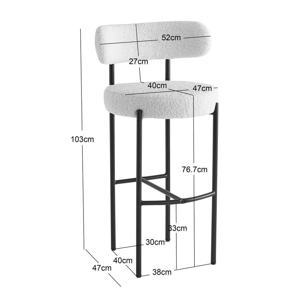 BARHOCKER 2er-Set Metall Weiß - Weiß, Metall (47/103/47cm) - Nordlys