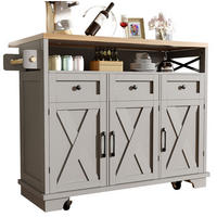 KUECHENINSEL mit Klappseite 118 x 43-80 x 98 cm Grau - Grau, Metall (43/98/118cm) - Beauniv