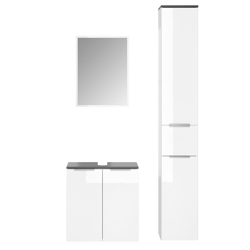 BADMÖBEL-SET Otis Weiß 3 Teile, mit Hochschrank - Weiß, Holzwerkstoff (58/60/33cm) - Vicco