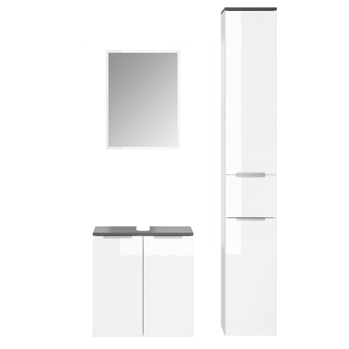 BADMÖBEL-SET Otis Weiß 3 Teile, mit Hochschrank - Weiß, Holzwerkstoff (58/60/33cm) - Vicco