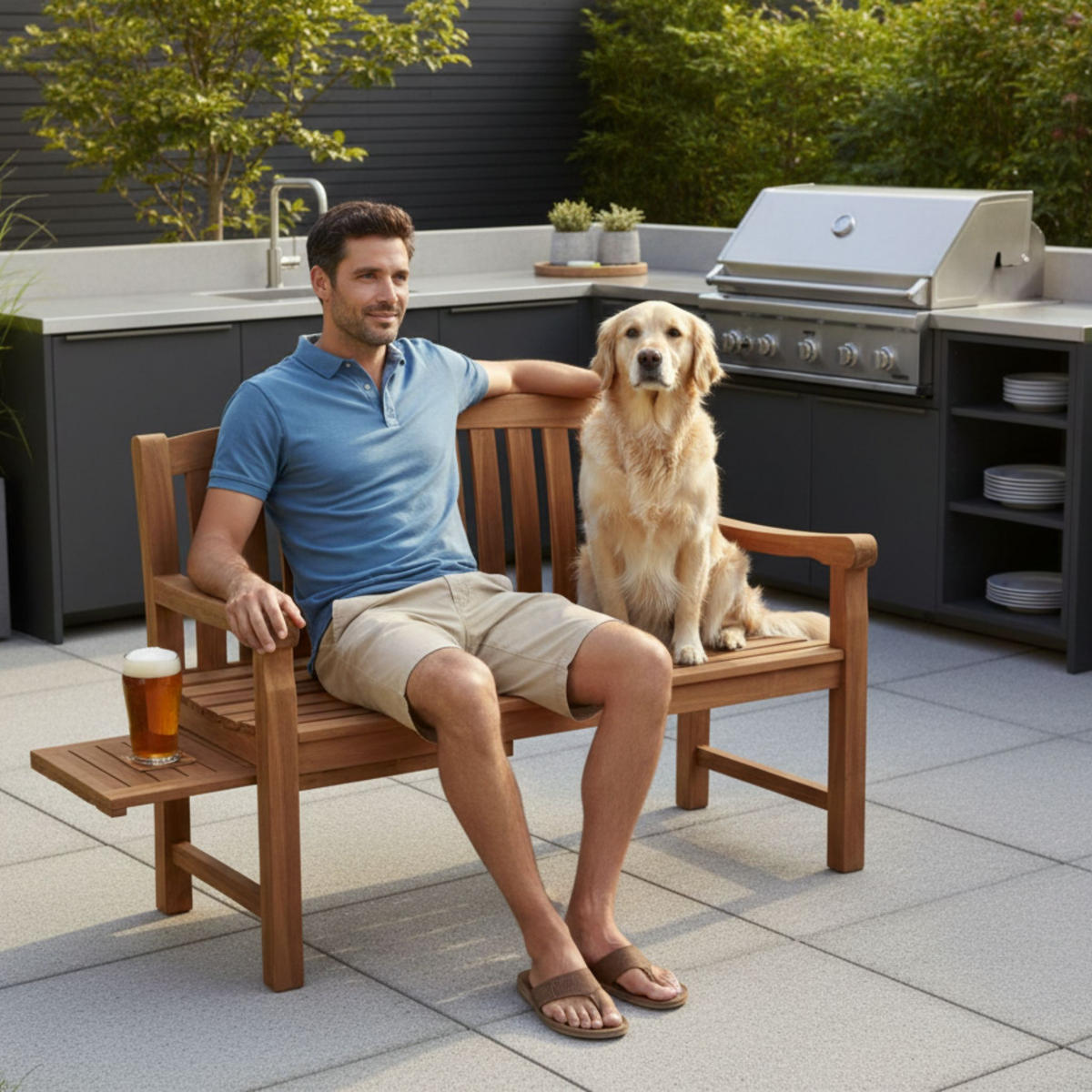 GARTENBANK Lancaster - Naturfarben, Holz (120/94/57cm) - Mr. Deko