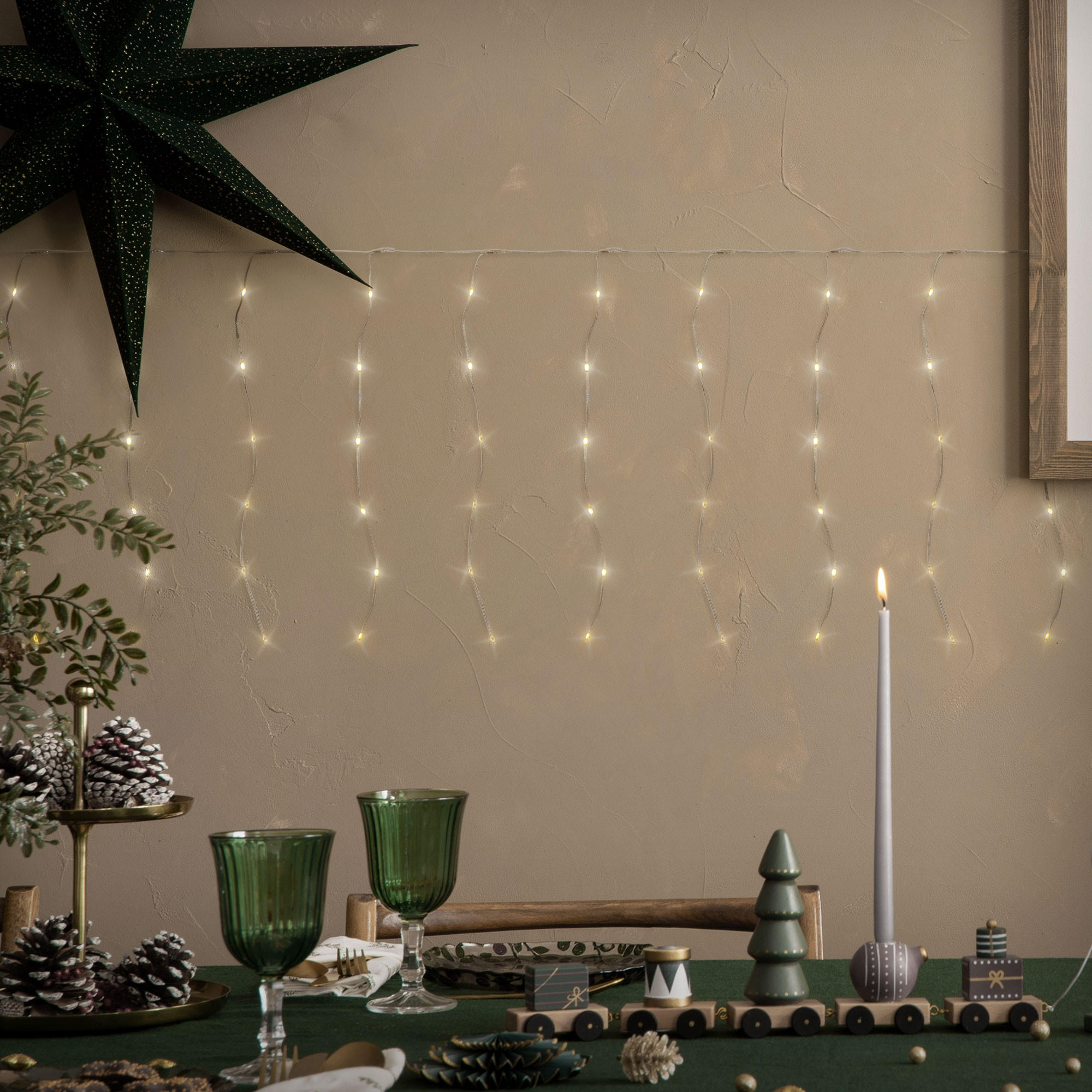 LED LICHTERVORHANG 300 cm Warmweiß - Weiß, Kunststoff (800cm) - ECD-Germany