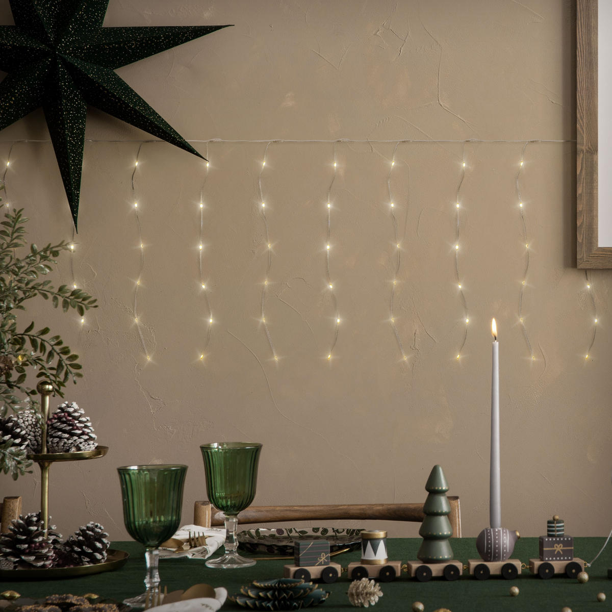 LED LICHTERVORHANG 300 cm Warmweiß - Weiß, Kunststoff (800cm) - ECD-Germany