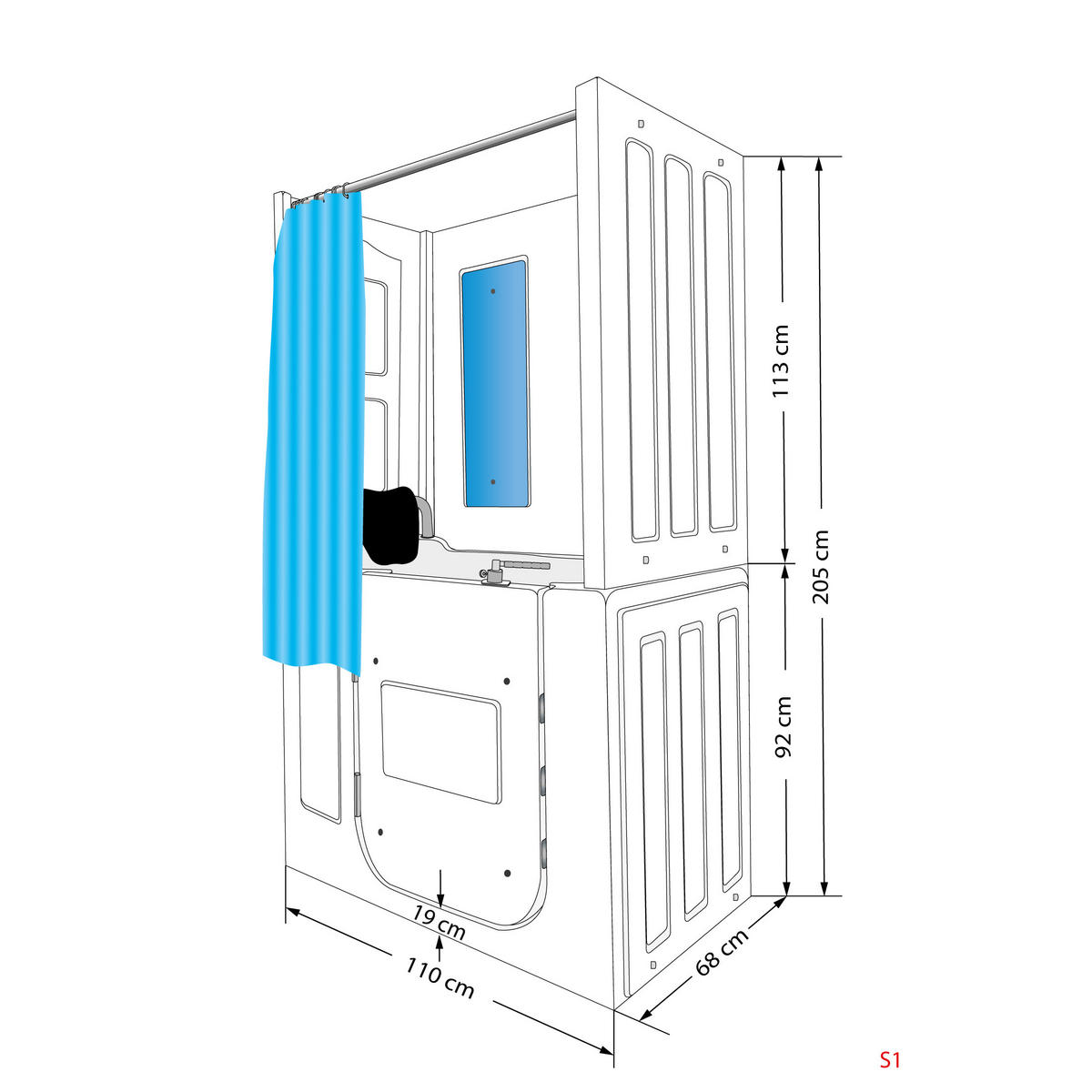 SENIOREN Dusche Sitzwanne Tür Seniorenwanne S08D-B-L - Weiß, Glas/Kunststoff (110/68/205cm) - AcquaVapore by Sandra Jentho
