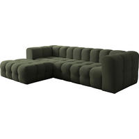 ECKSOFA Mochi L-Form 5-Sitzer Links, Samt, Dunkelgrün 290/75/193 cm - Dunkelgrün/Schwarz, Kunststoff/Textil (290/193cm) - WFL GROUP