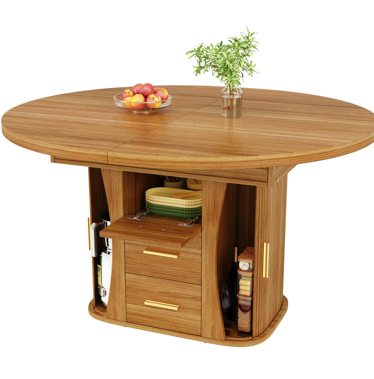 ESSTISCH 118-158/118/77 cm ausziehbar mit Klapp- und Hebemechanismus aus MDF, Walnut - Braun, Holzwerkstoff (118/118/77cm) - Redom