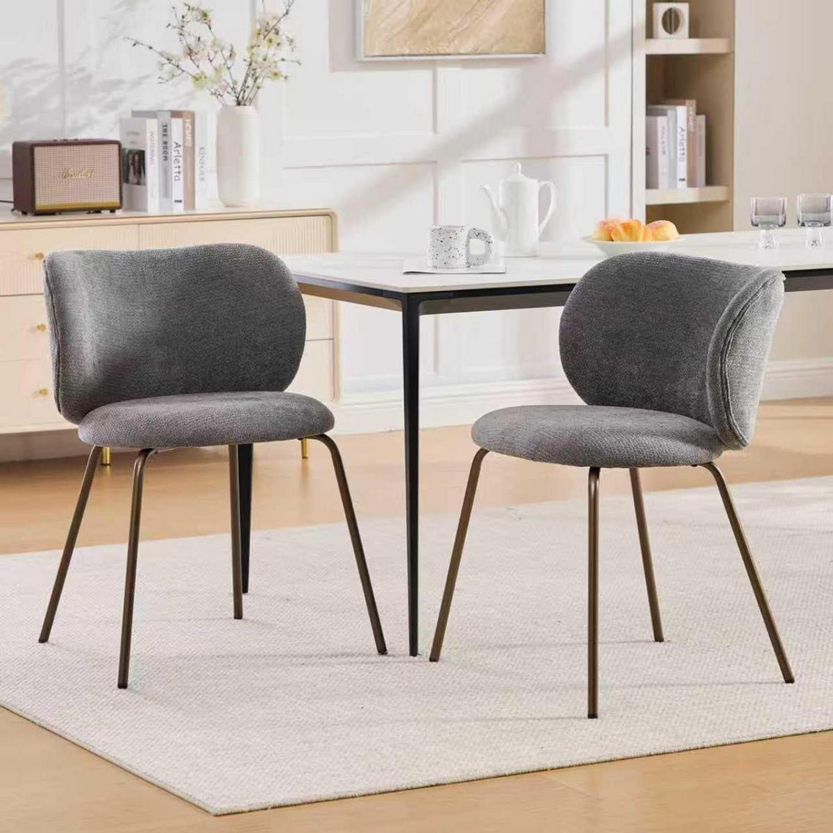 ESSZIMMERSTUHL 1er Set Chenille Grau mit Metallbeinen - Grau, Textil (52/80/46.5cm)