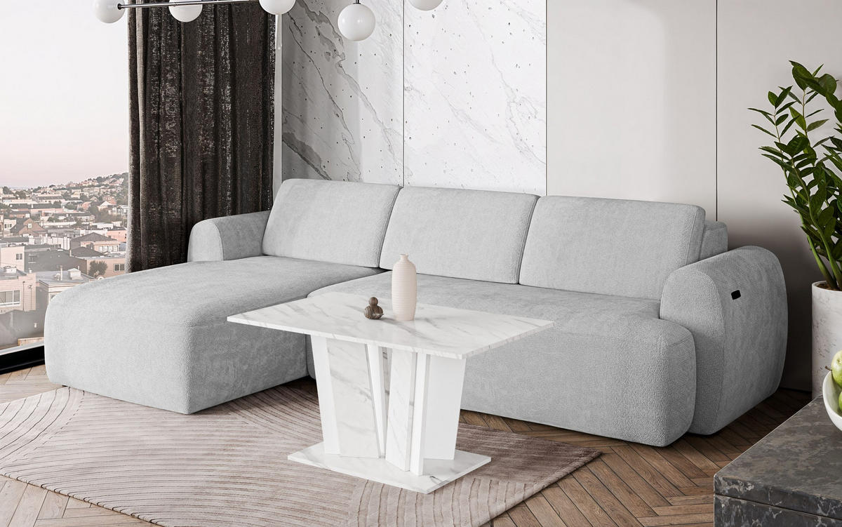 COUCHTISCH 100 cm in Weißer Marmor-Optik - Weiß, Holzwerkstoff (60/100/55cm) - Home Collective