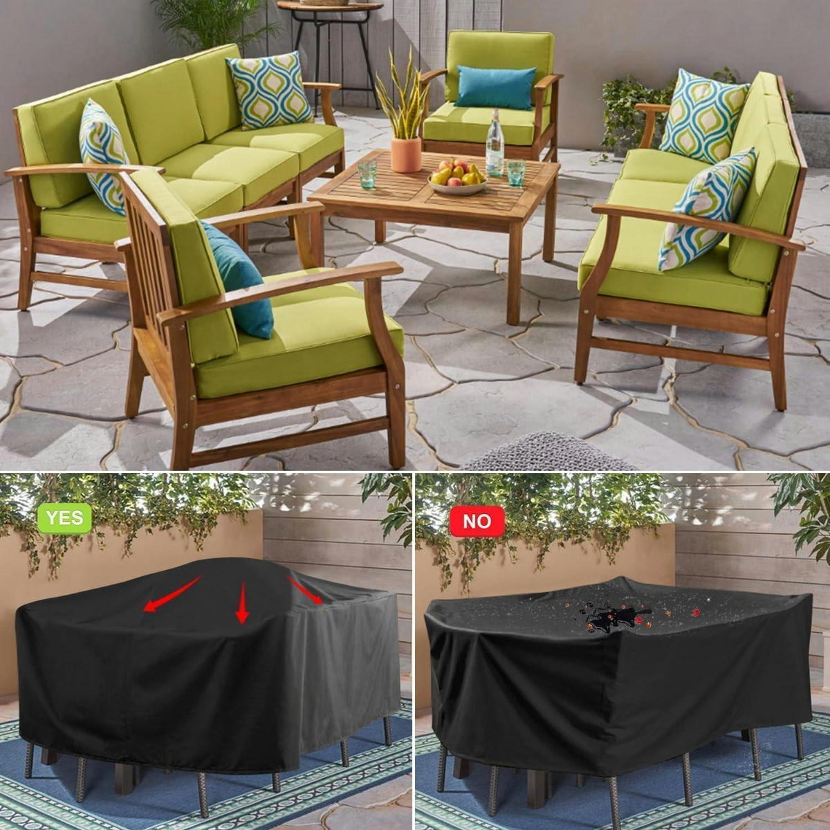 SCHUTZHÜLLE Loungemöbel 255x215x80cm Wasserdicht 420D Oxford - Schwarz, Textil (1/1/1cm)