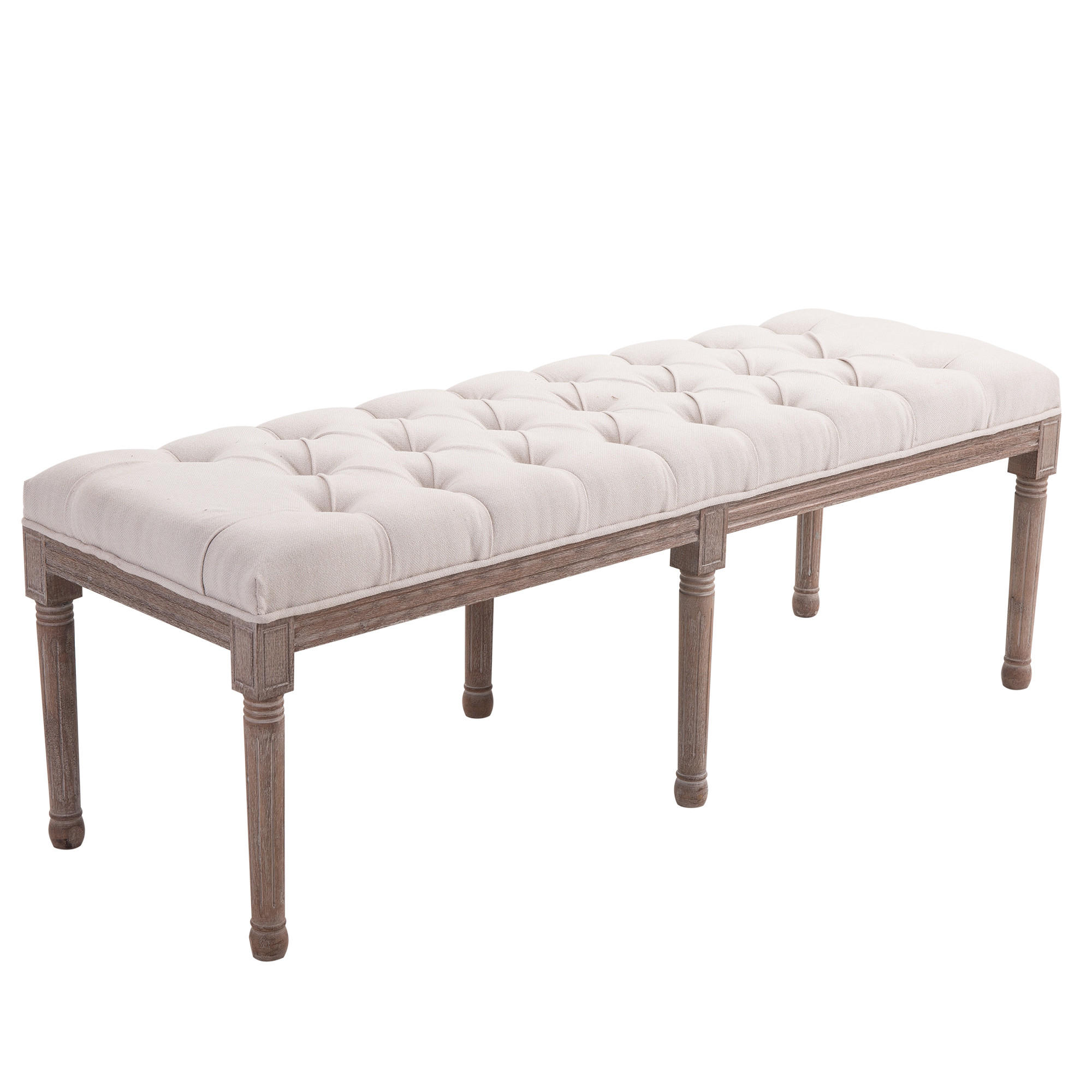 SITZBANK Polsterbank Sitzhocker Vintage Retro Leinen Sitz Couch Sofa - Beige, Kunststoff (47/51/142cm) - HOMCOM