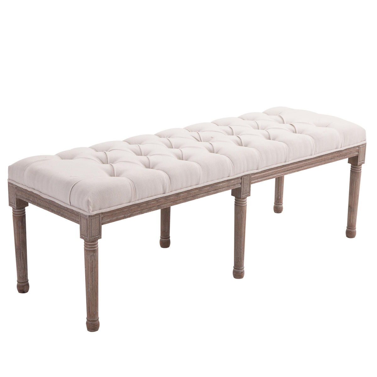 SITZBANK Polsterbank Sitzhocker Vintage Retro Leinen Sitz Couch Sofa - Beige, Kunststoff (47/51/142cm) - HOMCOM
