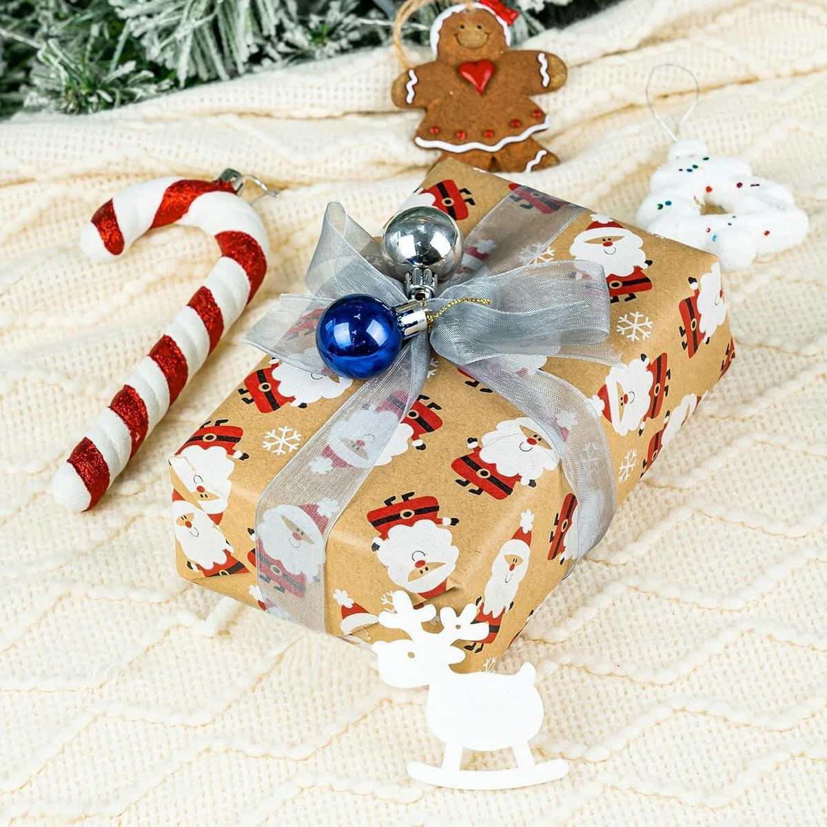 GESCHENKPAPIERROLLE Weihnachtsmann Rot/Weiß 43 cm x 10 m - Multicolor, Papier (4/4/43cm)