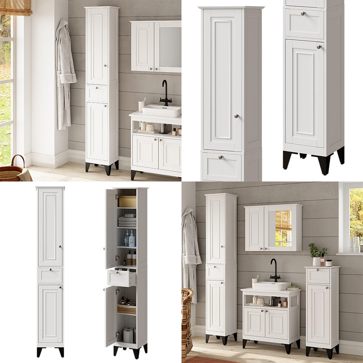 HOCHSCHRANK Vanity Weiß 32 x 175 cm - Weiß, Holzwerkstoff (32/175/30cm) - Vicco