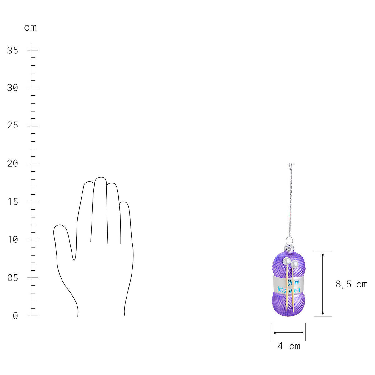 BAUMANHÄNGER Hang On Wolle - Violett, Glas (4/9/4cm) - Butlers