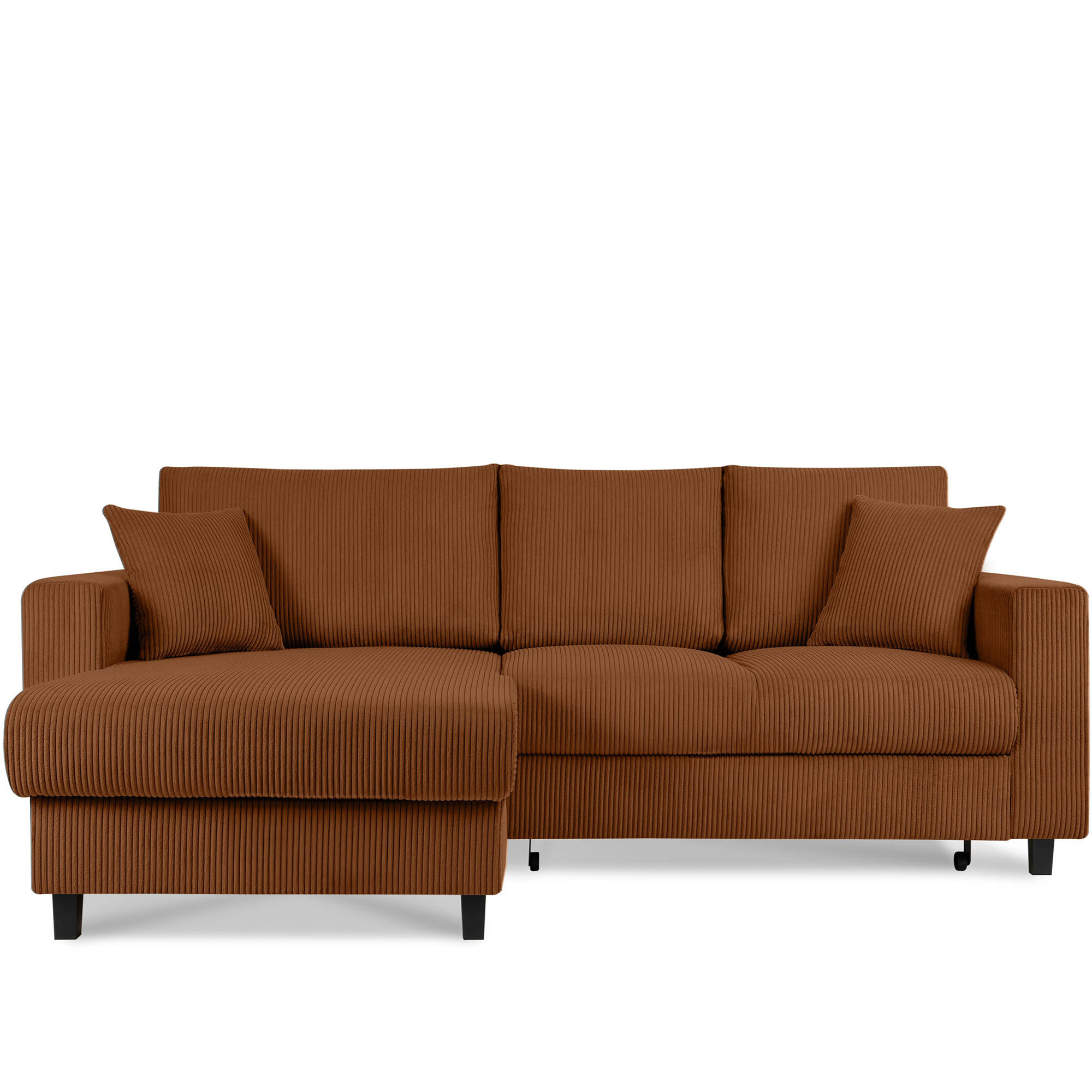 ECKSCHLAFSOFA EGRET Links mit Bettkasten, Cord-Stoff, orange - Orange, Textil (234/90cm) - KONSIMO®