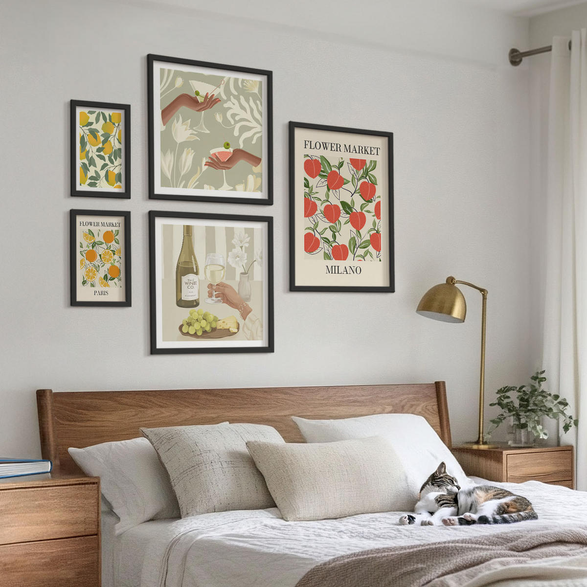 BILDER SET 5er Set - 50x50 cm & 20x30 cm & 40x60 cm Schwarzer Rahmen - Strandmotive, Muscheln, Wellen - Schwarz, Kunststoff (40/60cm) - TULUP