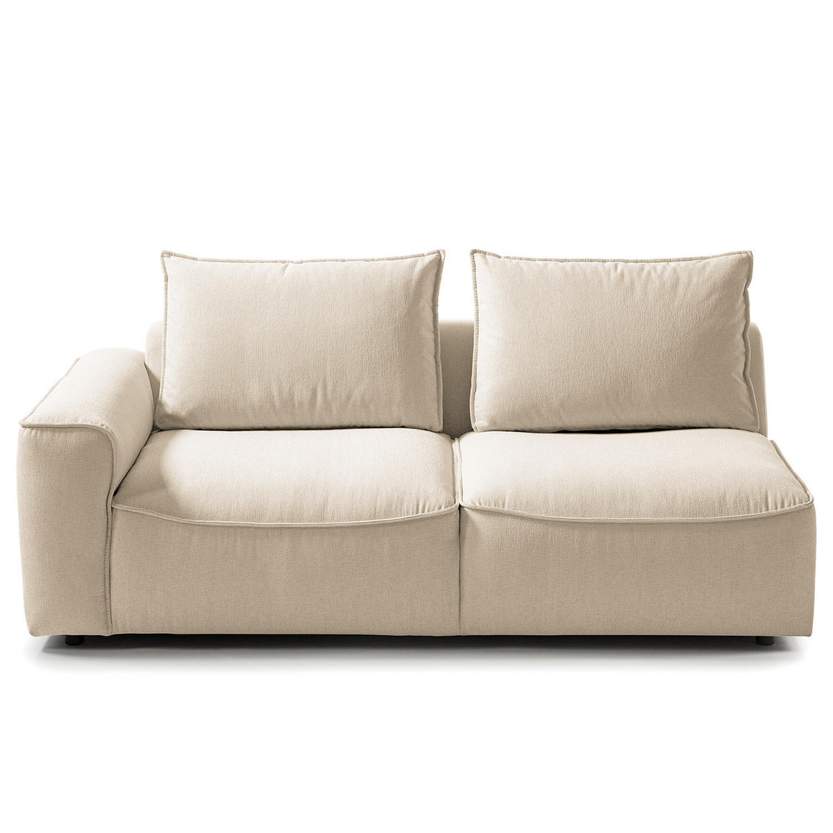 2,5-SITZER SOFA - modular - Beige/Schwarz, Holz/Kunststoff (189/80/99cm) - home24
