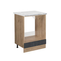 HERDUMBAUSCHRANK R-Line Schwarz Beton 60 cm AP Marmor - Honigeiche/Eiche Wotan, Holzwerkstoff (60/81.6/60cm) - Vicco