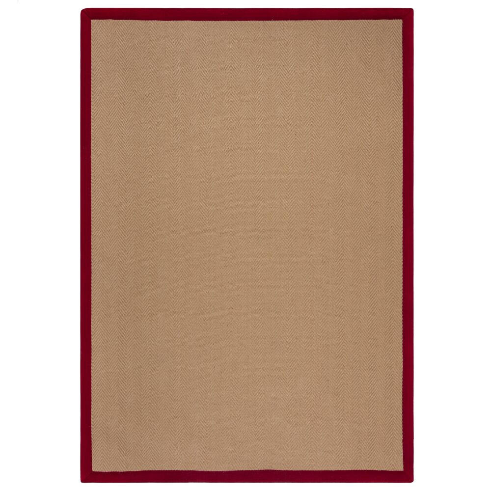 TEPPICH Jute mit Bordüre, Geometrisch-Design TRENT KIRA, Rot 120x170 cm - Rot/Naturfarben, Textil (120/170cm) - KADIMA DESIGN