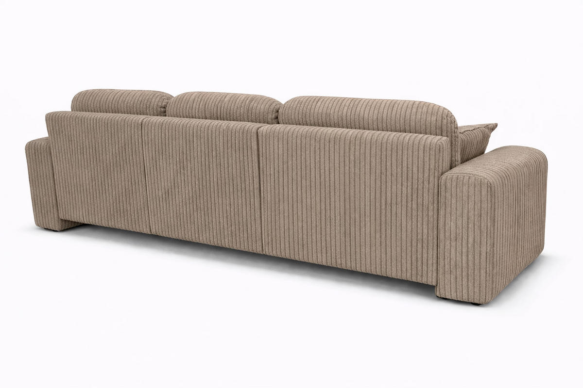 ECKSOFA Mit Schlaffunktion Und Bettkasten, Sofa L-Form Bingo L, Cordstoff Poso, Dunkelbeige, Rechts - Beige, Holz (250/142cm) - Kaiser Möbel