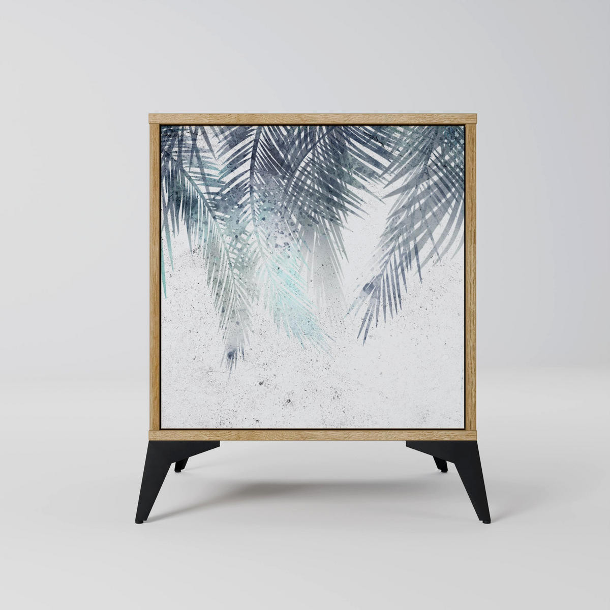 SIDEBOARD PALM VEIL, Eichefarben, 57,5x42x77,5 cm, Schräge Buchenholzfüße - Eichefarben/Buchefarben, Holzwerkstoff/Buchenholz (57.5/77.5/42cm) - SpaceRebels
