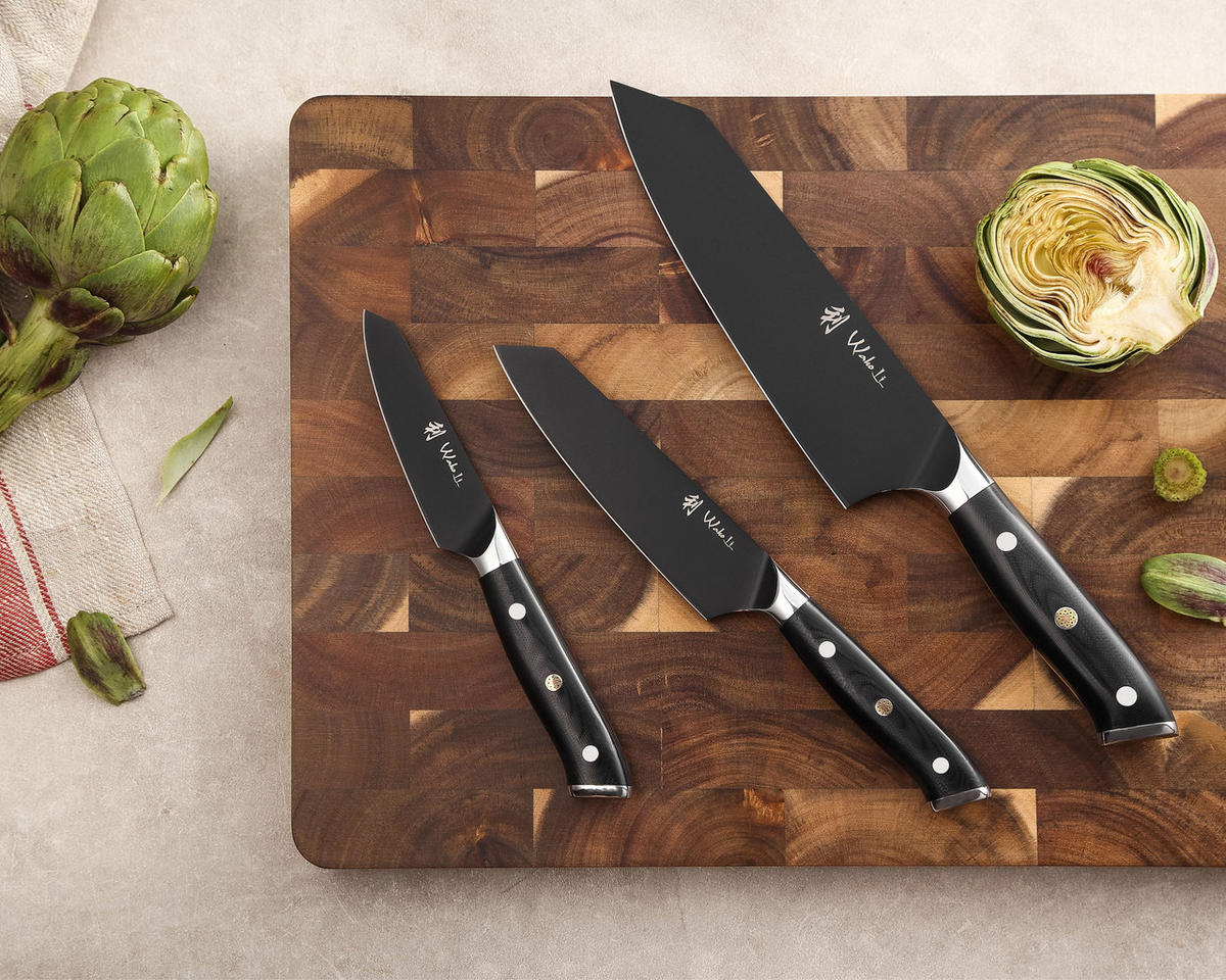 MESSERSET 3-tlg. 9–17 cm - Schwarz, Metall - Wakoli