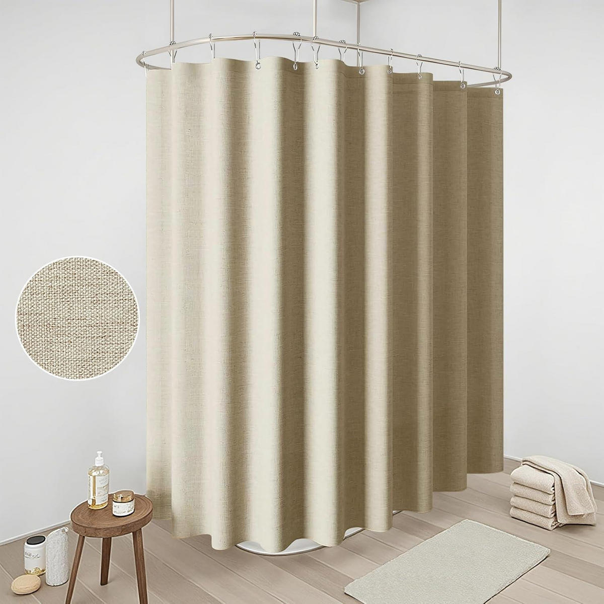 DUSCHVORHANG Leinen Taupe 275 x 182 cm - Beige, Textil (275/182cm)