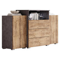 SIDEBOARD Urban III - weißer LED Beleuchtung - Alufarben/Braun, Holzwerkstoff/Kunststoff (150/81/39cm) - MIRJAN24