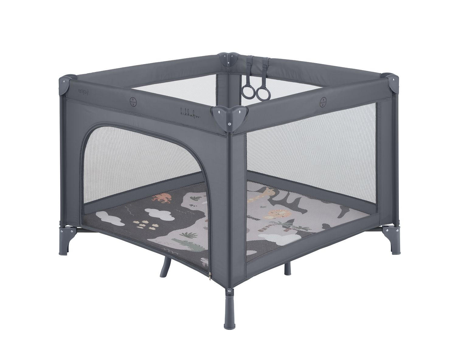 LAUFSTALL Enjoy Matratze grau Reißverschluss klappbar Tasche Hängegriffe - Grau, Textil (100/100cm) - Kikka boo